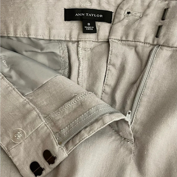 Ann Taylor | Ankle Trouser Pants Linen Blend Hook & Bar Straight Leg - Picture 9 of 9